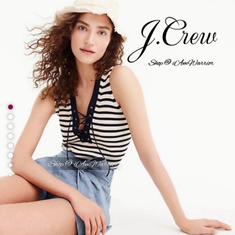 J.Crew ribbed striped lace-up sleeveless top. 
Never worn, runs big